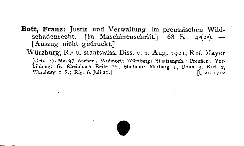 [Katalogkarte Dissertationenkatalog bis 1980]