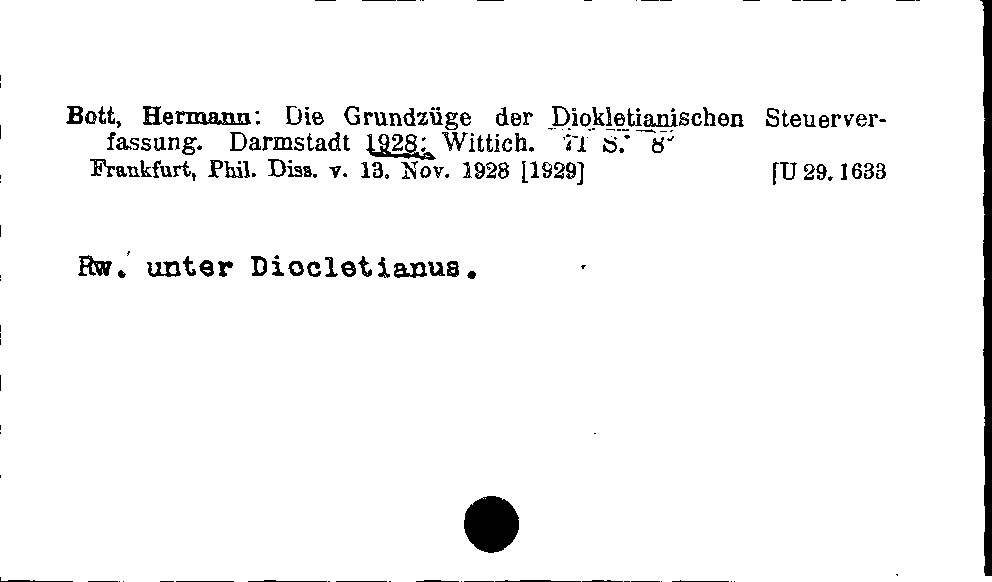 [Katalogkarte Dissertationenkatalog bis 1980]