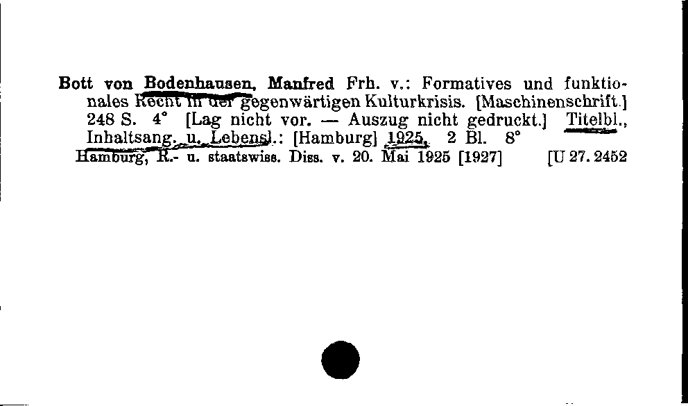 [Katalogkarte Dissertationenkatalog bis 1980]