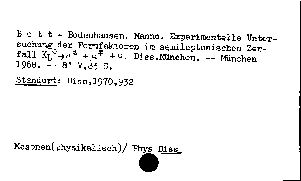 [Katalogkarte Dissertationenkatalog bis 1980]