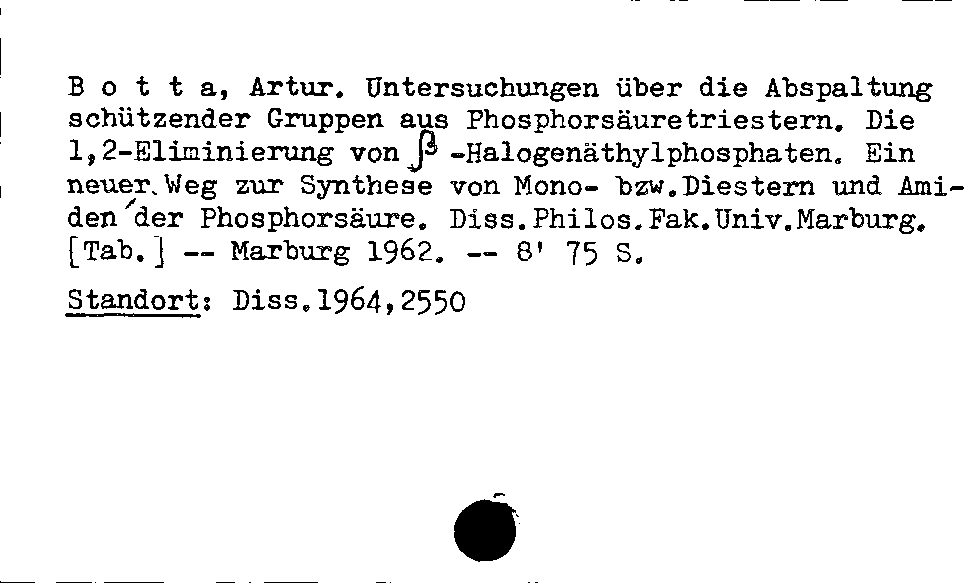 [Katalogkarte Dissertationenkatalog bis 1980]