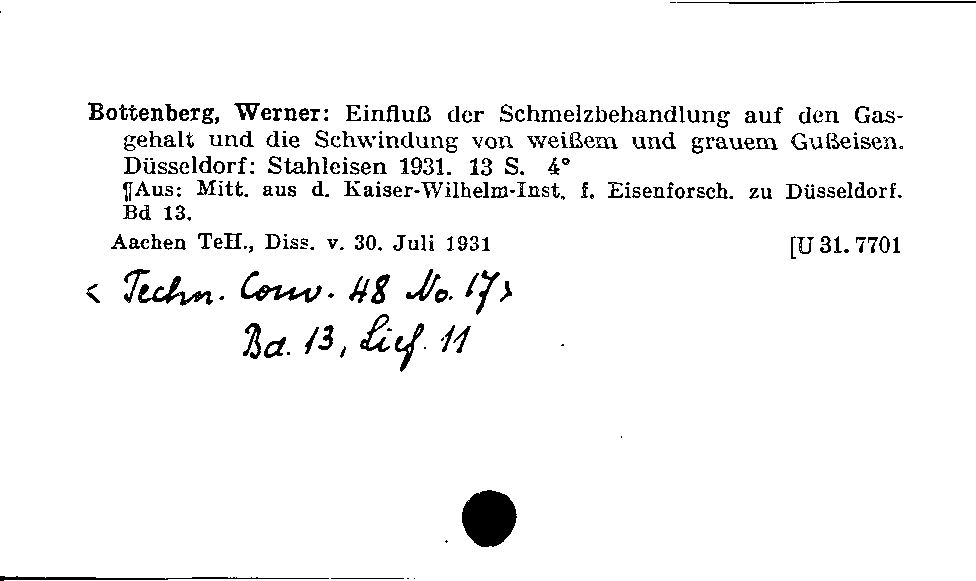 [Katalogkarte Dissertationenkatalog bis 1980]