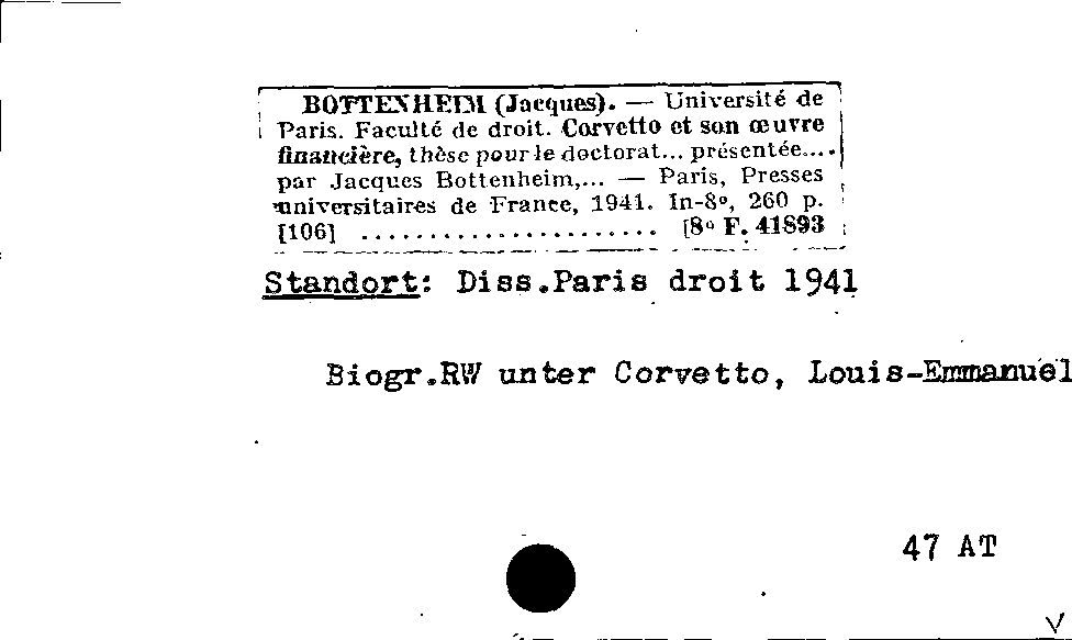 [Katalogkarte Dissertationenkatalog bis 1980]