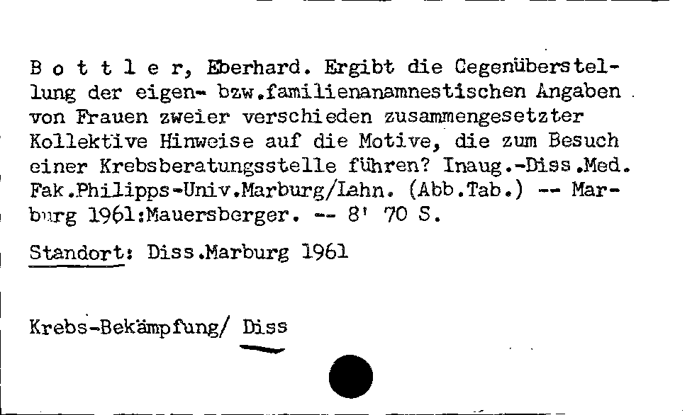 [Katalogkarte Dissertationenkatalog bis 1980]