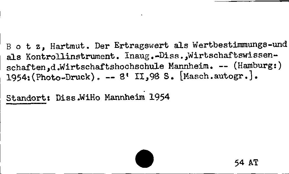 [Katalogkarte Dissertationenkatalog bis 1980]