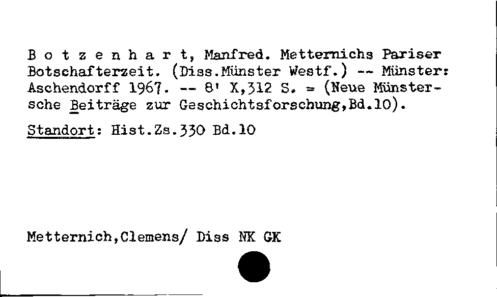 [Katalogkarte Dissertationenkatalog bis 1980]