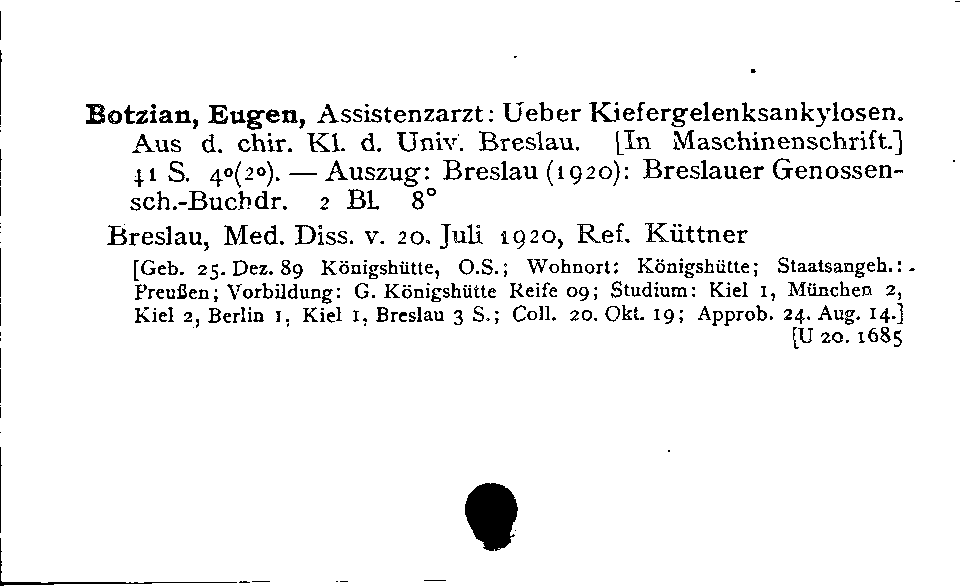 [Katalogkarte Dissertationenkatalog bis 1980]