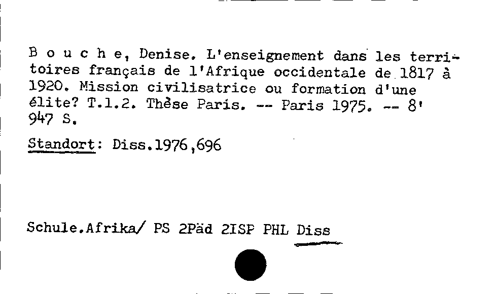 [Katalogkarte Dissertationenkatalog bis 1980]