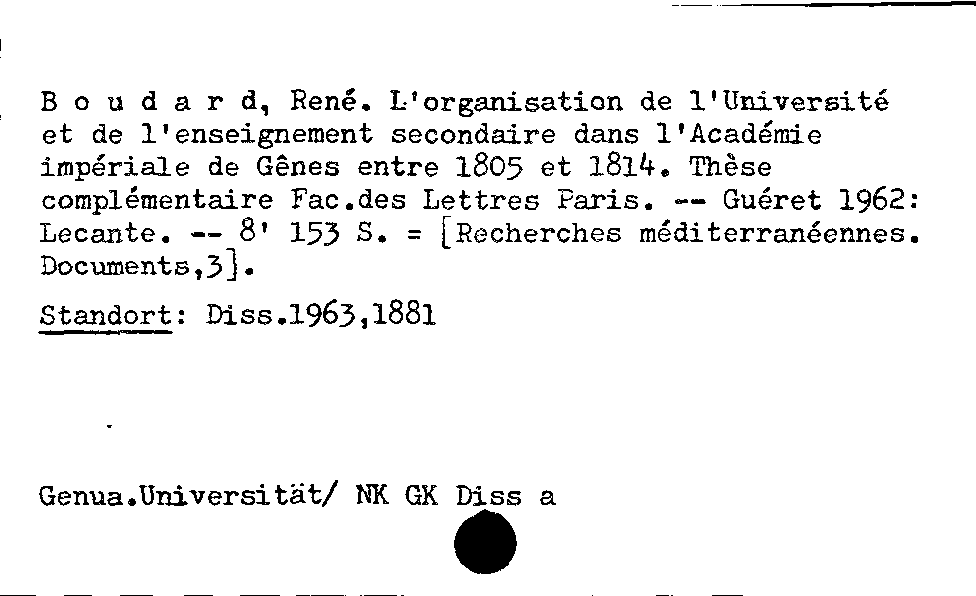 [Katalogkarte Dissertationenkatalog bis 1980]