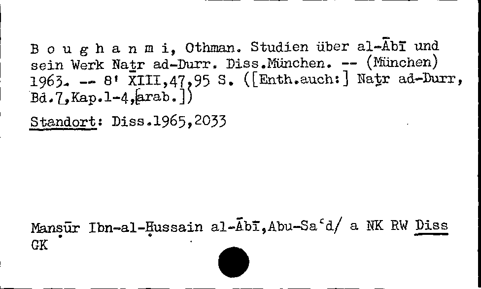 [Katalogkarte Dissertationenkatalog bis 1980]