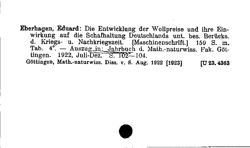 [Katalogkarte Dissertationenkatalog bis 1980]