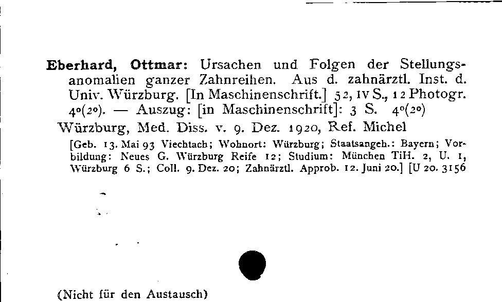 [Katalogkarte Dissertationenkatalog bis 1980]