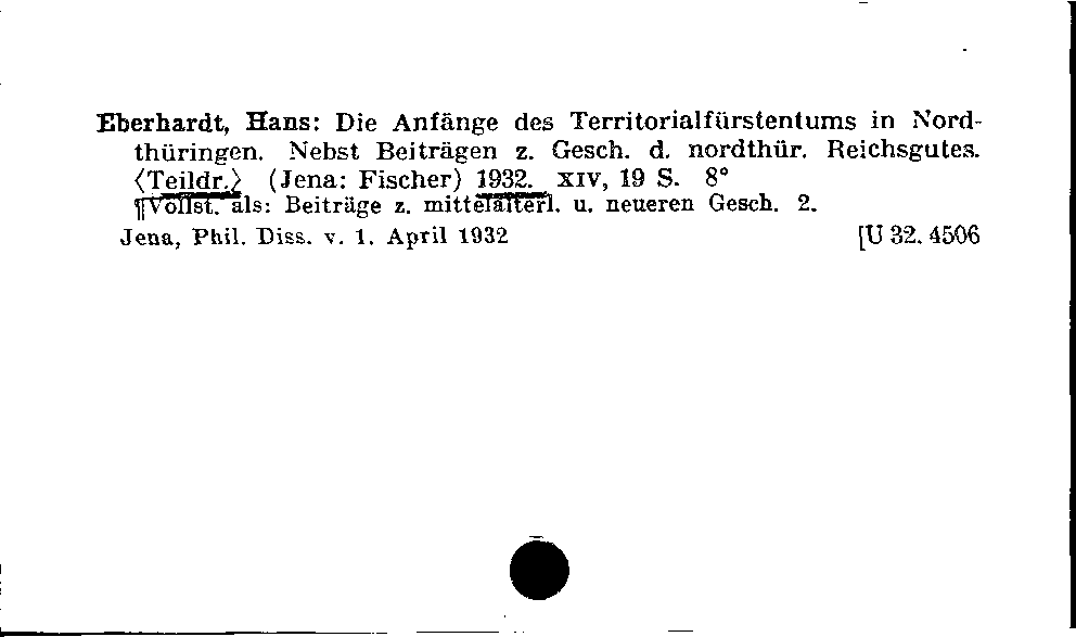 [Katalogkarte Dissertationenkatalog bis 1980]