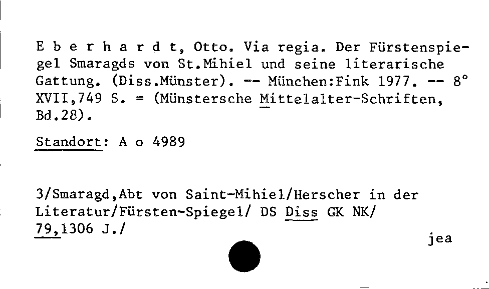 [Katalogkarte Dissertationenkatalog bis 1980]