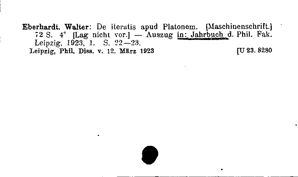 [Katalogkarte Dissertationenkatalog bis 1980]