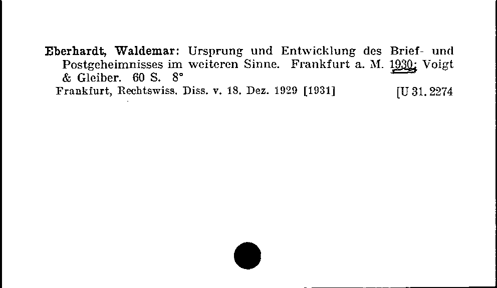 [Katalogkarte Dissertationenkatalog bis 1980]