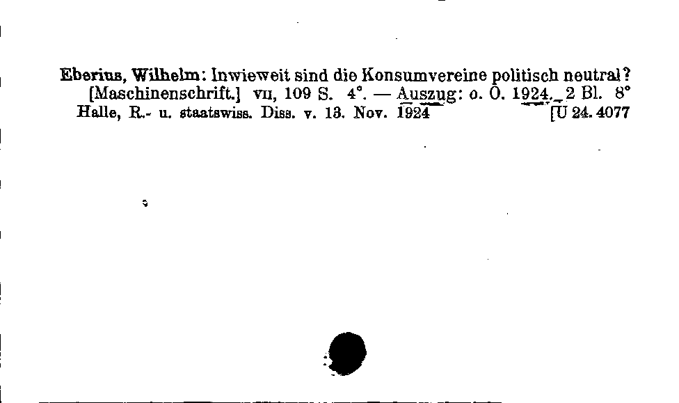 [Katalogkarte Dissertationenkatalog bis 1980]