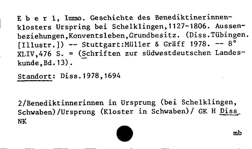 [Katalogkarte Dissertationenkatalog bis 1980]