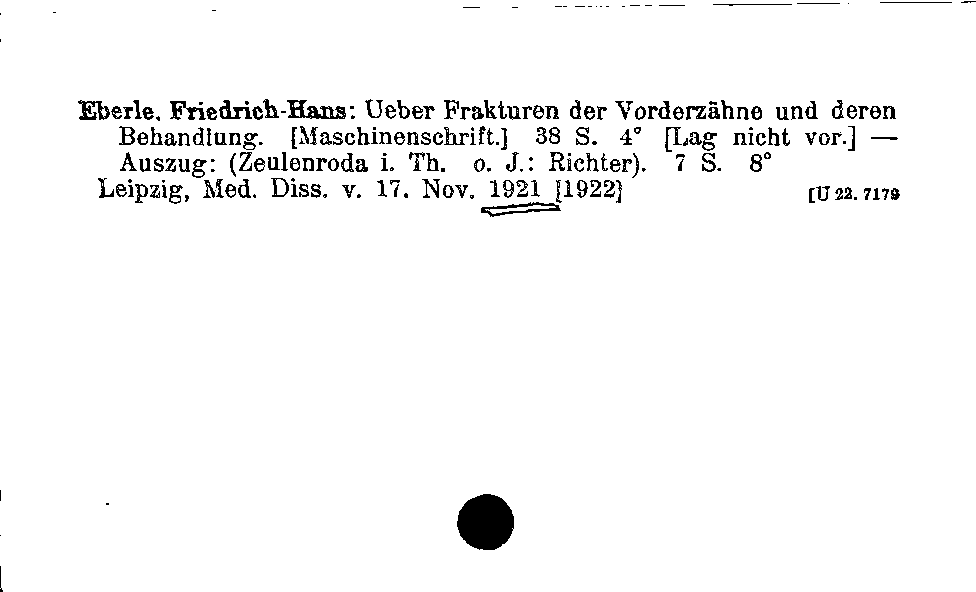 [Katalogkarte Dissertationenkatalog bis 1980]