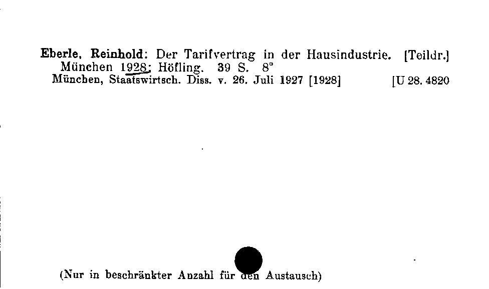 [Katalogkarte Dissertationenkatalog bis 1980]