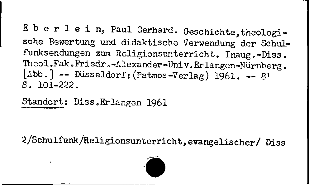 [Katalogkarte Dissertationenkatalog bis 1980]