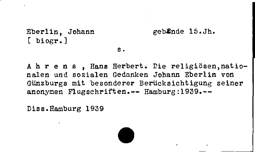 [Katalogkarte Dissertationenkatalog bis 1980]