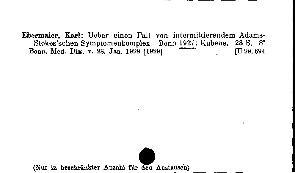 [Katalogkarte Dissertationenkatalog bis 1980]