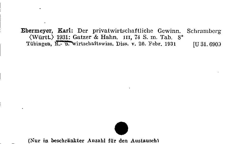 [Katalogkarte Dissertationenkatalog bis 1980]