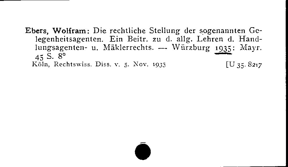 [Katalogkarte Dissertationenkatalog bis 1980]
