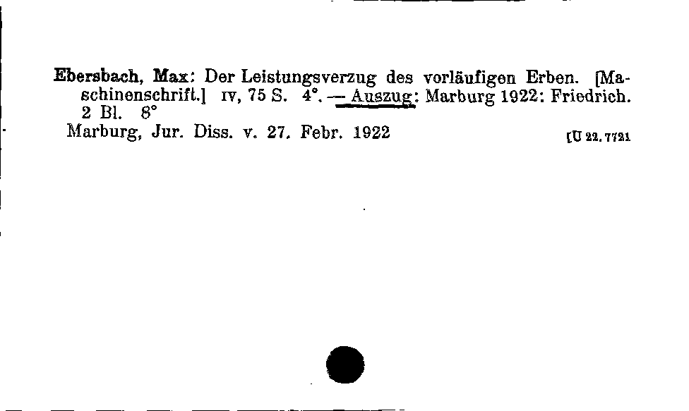 [Katalogkarte Dissertationenkatalog bis 1980]