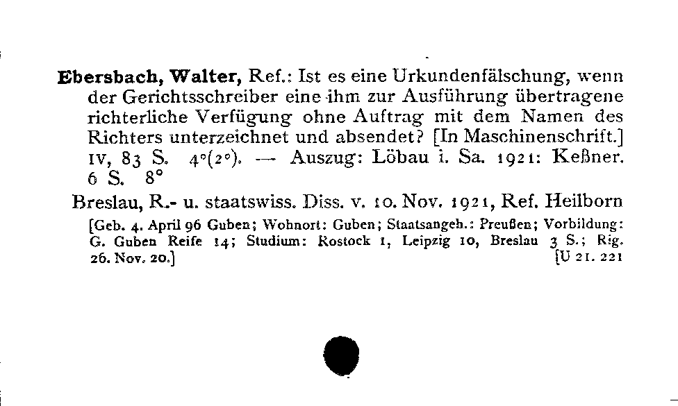 [Katalogkarte Dissertationenkatalog bis 1980]