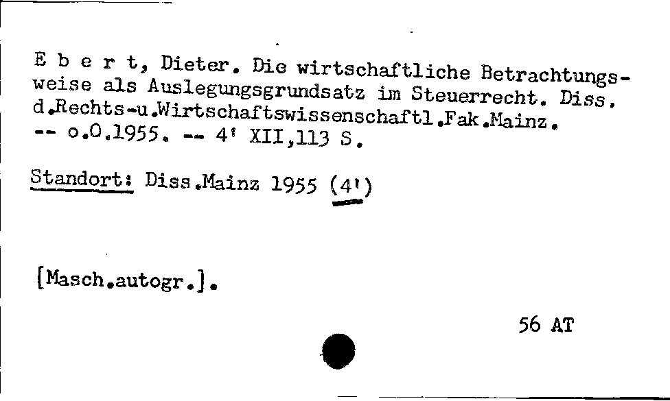 [Katalogkarte Dissertationenkatalog bis 1980]