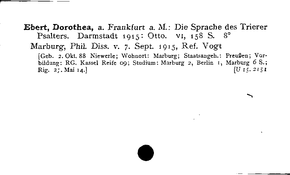 [Katalogkarte Dissertationenkatalog bis 1980]