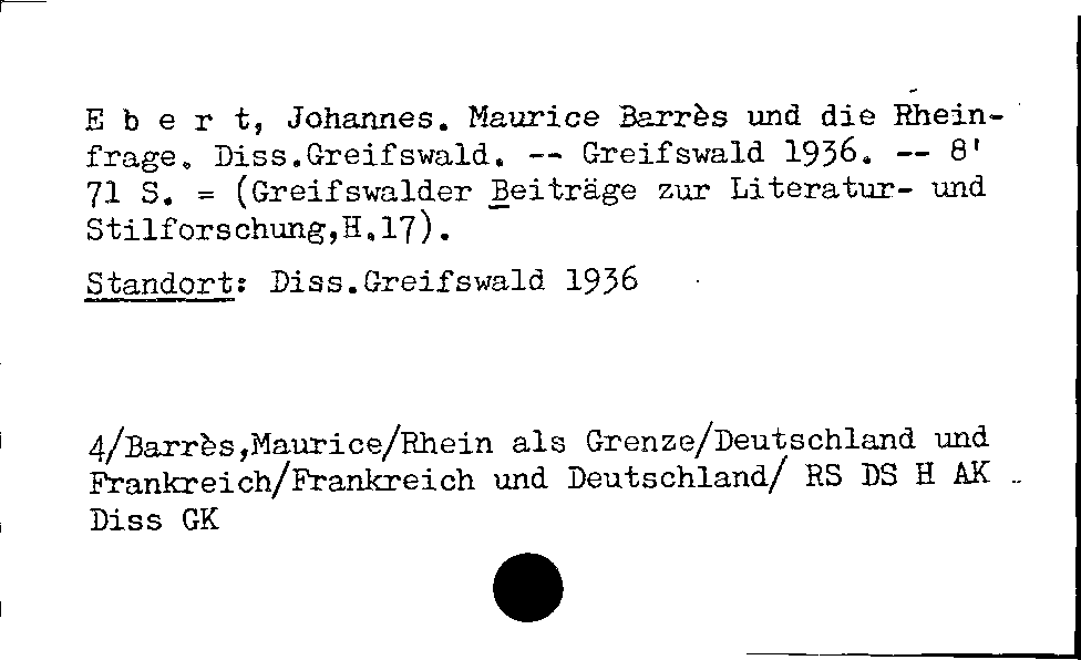 [Katalogkarte Dissertationenkatalog bis 1980]