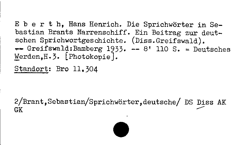 [Katalogkarte Dissertationenkatalog bis 1980]