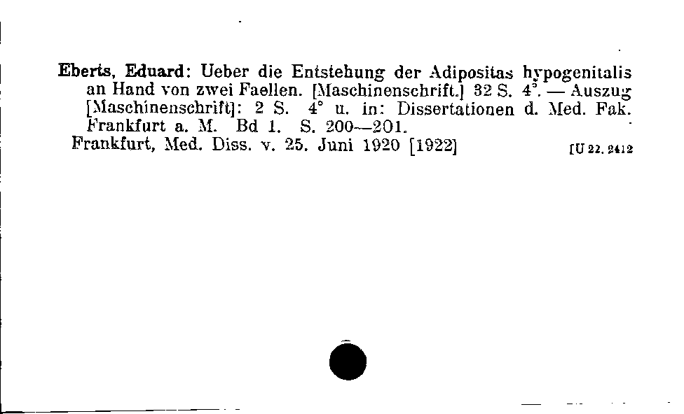 [Katalogkarte Dissertationenkatalog bis 1980]