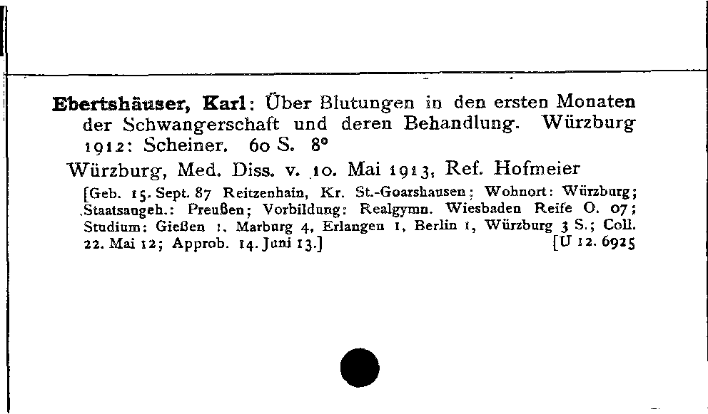 [Katalogkarte Dissertationenkatalog bis 1980]