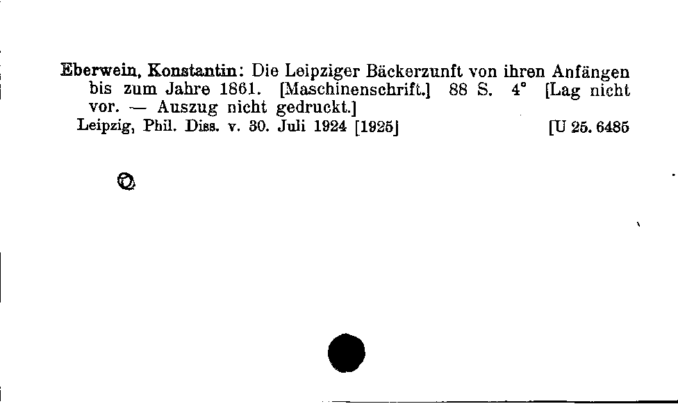 [Katalogkarte Dissertationenkatalog bis 1980]