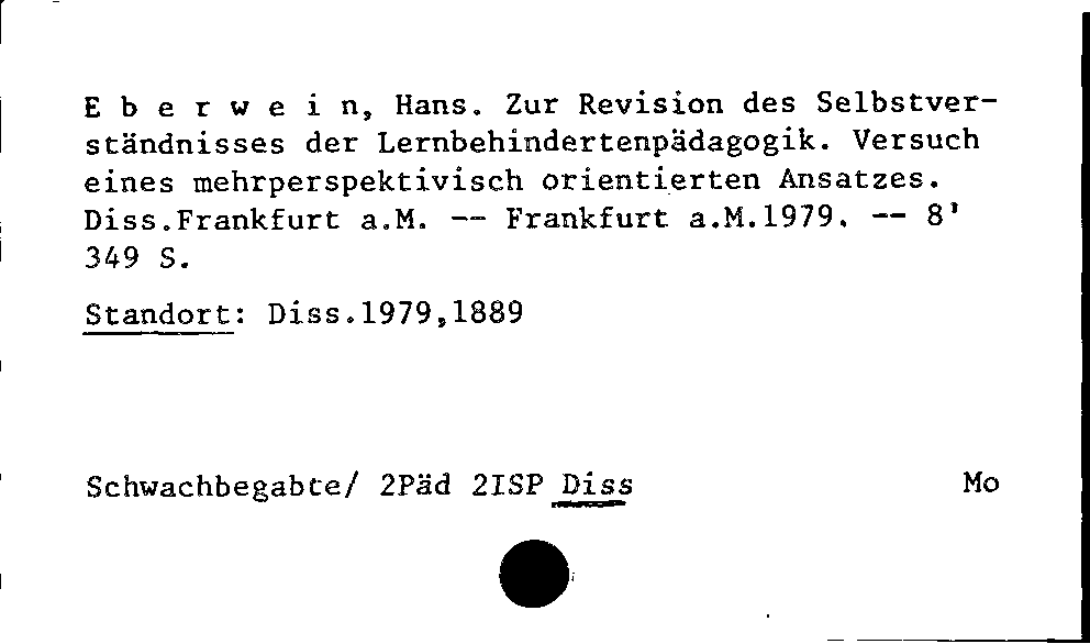 [Katalogkarte Dissertationenkatalog bis 1980]