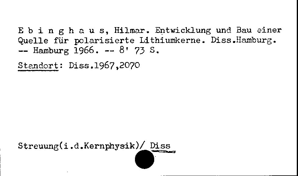 [Katalogkarte Dissertationenkatalog bis 1980]