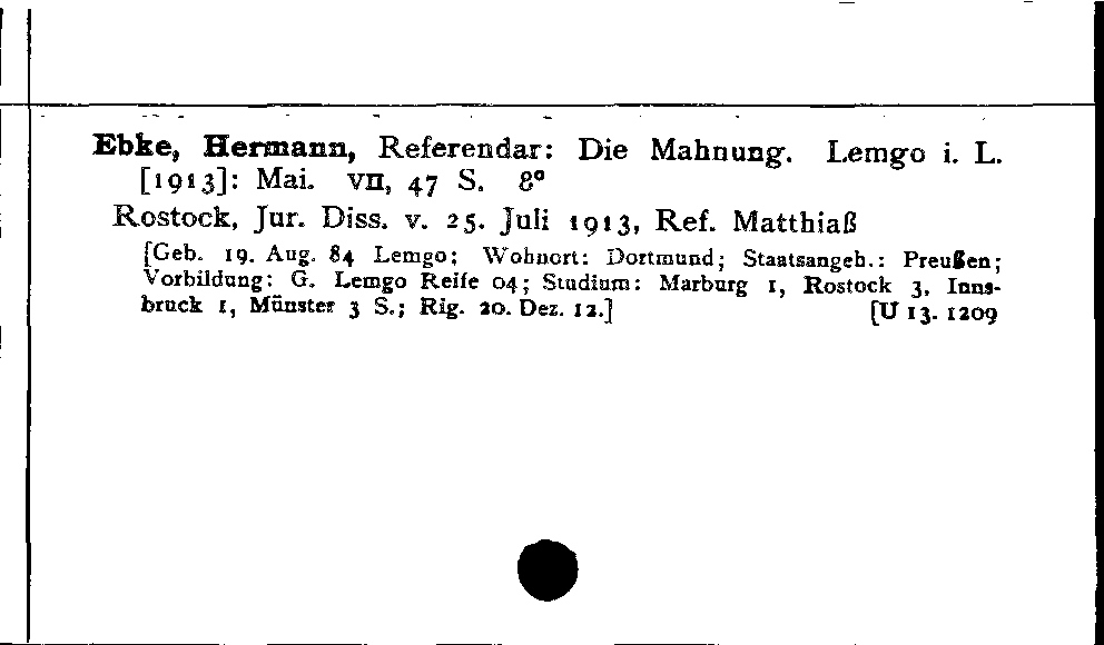 [Katalogkarte Dissertationenkatalog bis 1980]