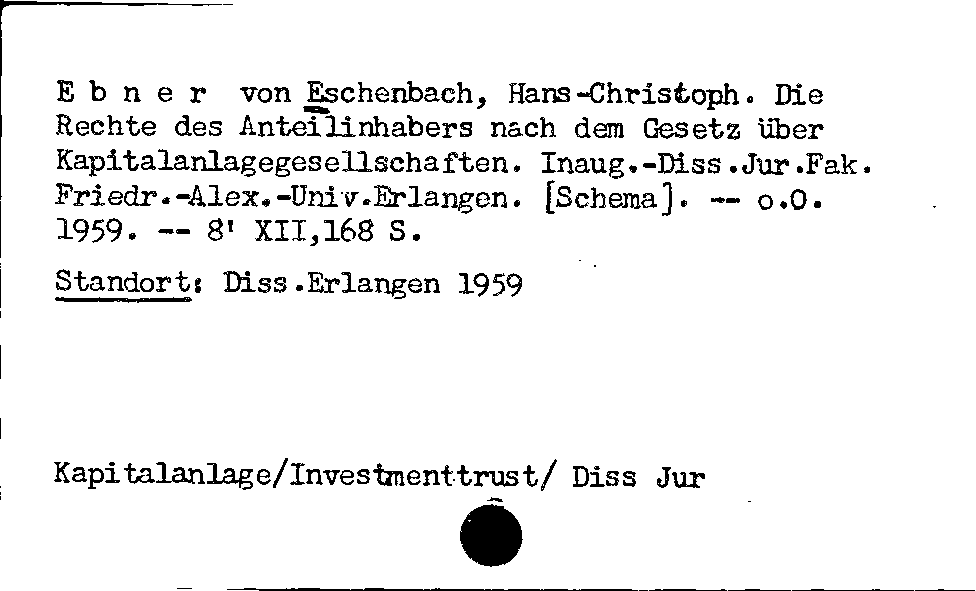 [Katalogkarte Dissertationenkatalog bis 1980]