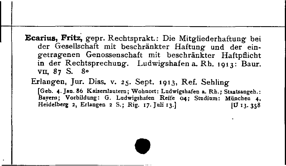 [Katalogkarte Dissertationenkatalog bis 1980]