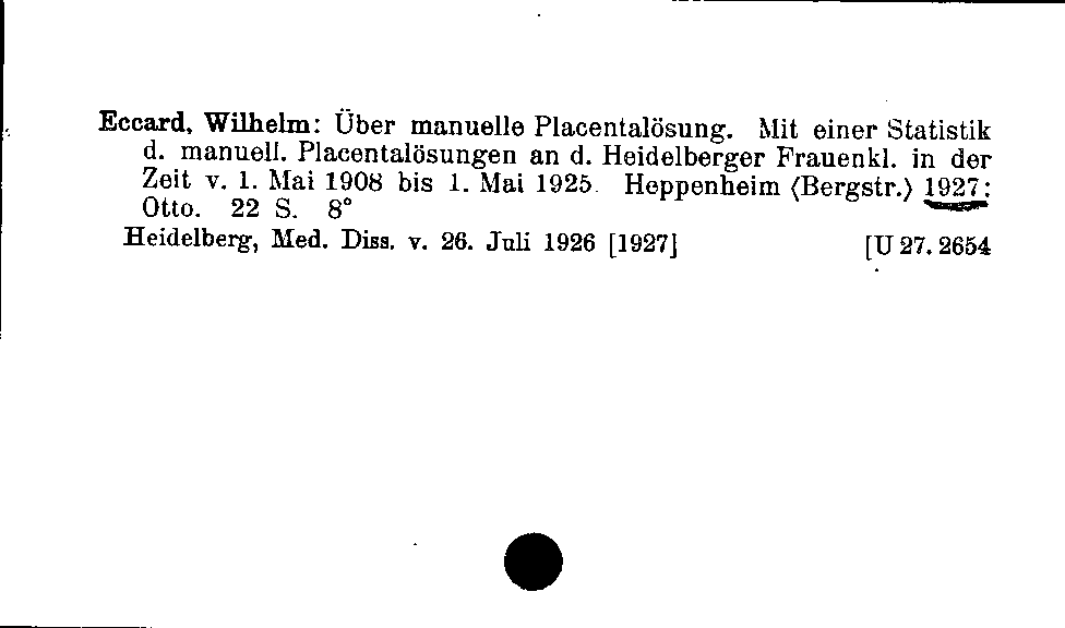 [Katalogkarte Dissertationenkatalog bis 1980]