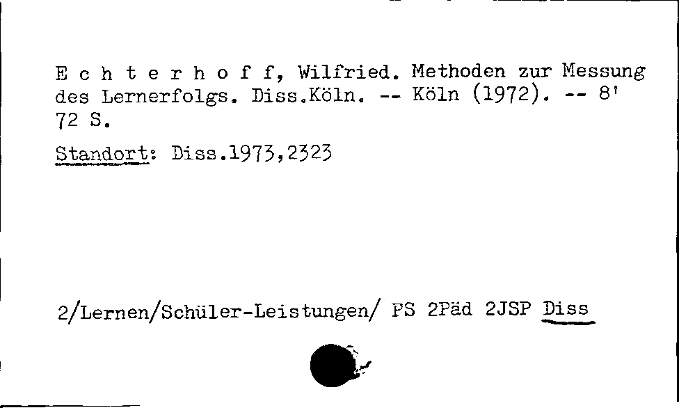 [Katalogkarte Dissertationenkatalog bis 1980]