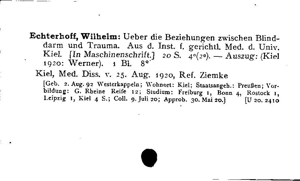 [Katalogkarte Dissertationenkatalog bis 1980]