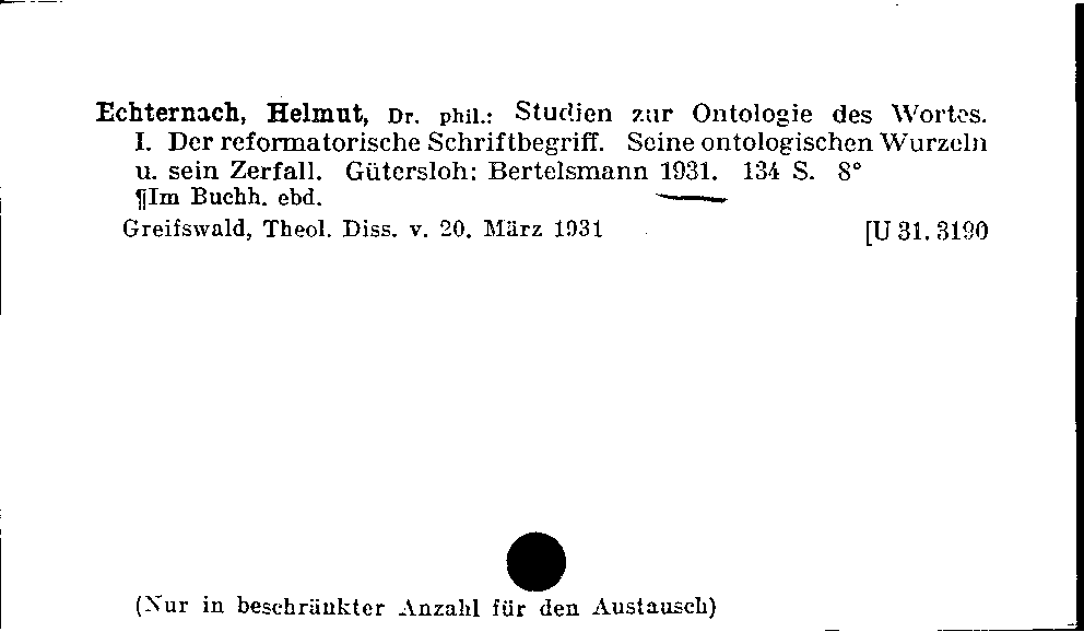 [Katalogkarte Dissertationenkatalog bis 1980]