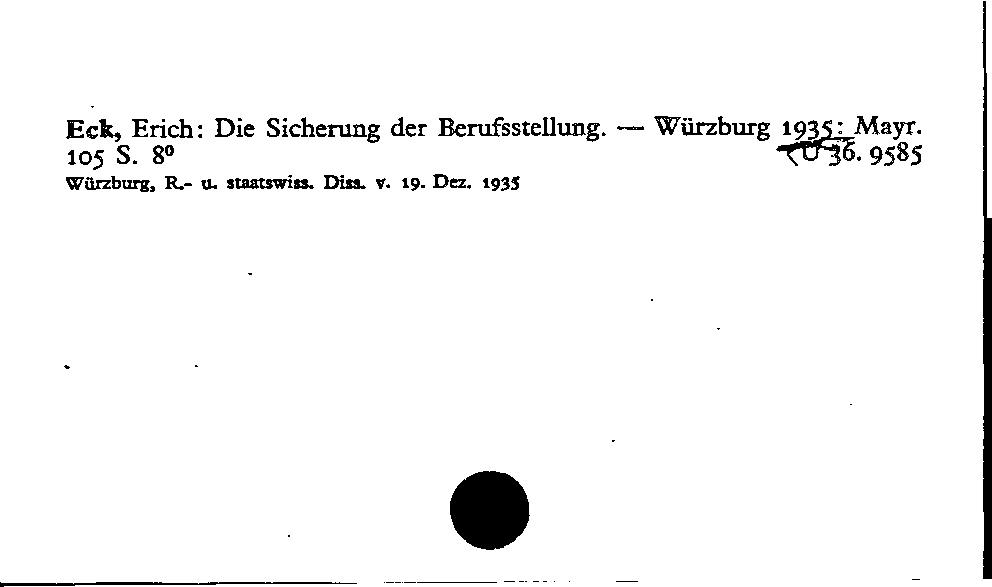 [Katalogkarte Dissertationenkatalog bis 1980]