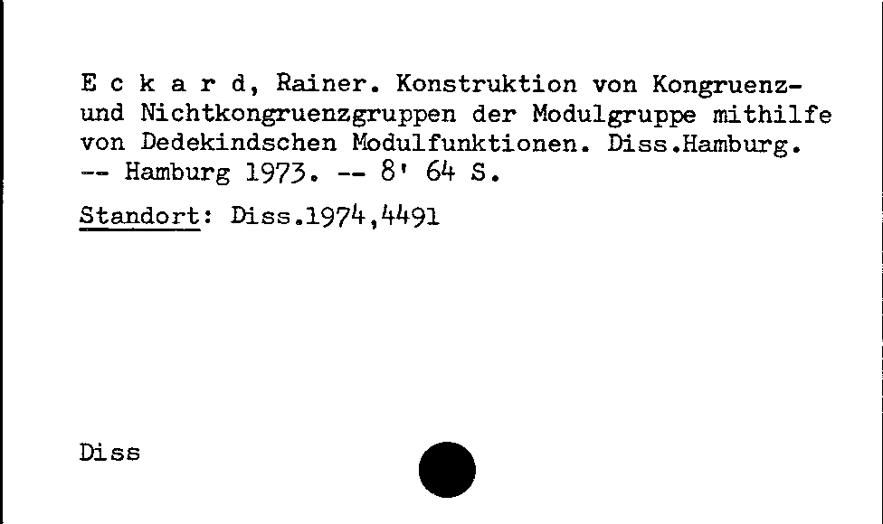 [Katalogkarte Dissertationenkatalog bis 1980]