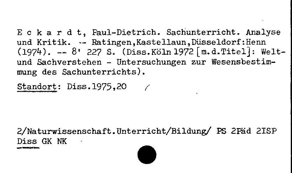 [Katalogkarte Dissertationenkatalog bis 1980]